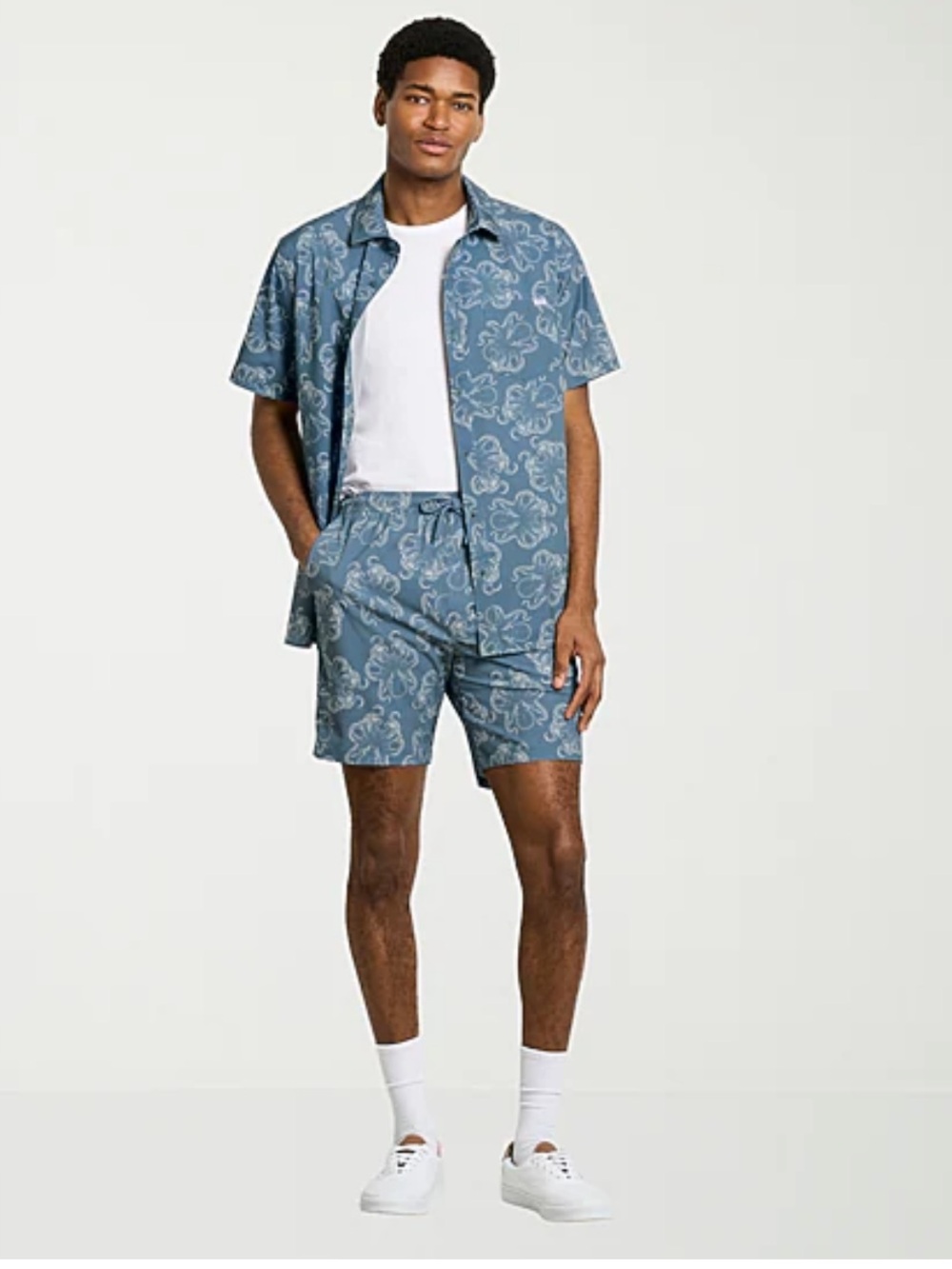 NWT Hurley Blue/Gray Tropical Print 2-Piece Swim Set